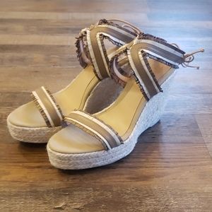 Manebi espadrille leather wedge sandals size 11